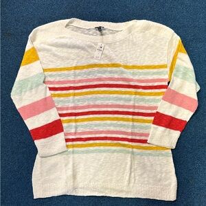 Talbots Womens Plus size X light slub knit striped sweater New With Tags